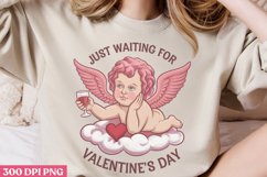 Just Waiting for Valentines PNG , Retro Valentine Sublimatio Product Image 1