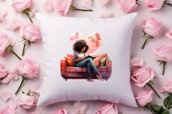 Valentines Day Bookworm African Girl Clipart Product Image 2