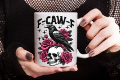 F-Caw-F PNG, Floral Skull Png, Spooky Bird Png, Crow Png. Product Image 4
