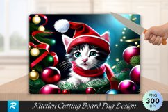 Kitten in Santa Hat Tangles Christmas Ribbons Cutting Board Product Image 1