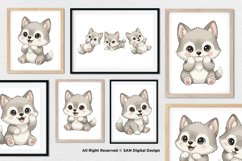 15 Bundle Watercolor Baby Wolf Nigh Animal Wildlife Kids Product Image 4