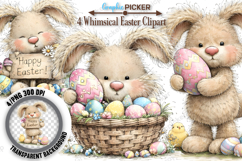 Whimsical Easter Animals PNG, Whimsical Bunny Easter Clipart Product Image 1