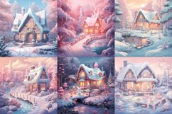 Dreamy winter pastel forest cottage house printable images Product Image 1