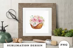 Watercolor Spring basket with flowers png Product Image 4
