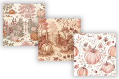 Dusty Rose Pumpkin Patch Toile Paper, Seamless Watercolor Product Image 4