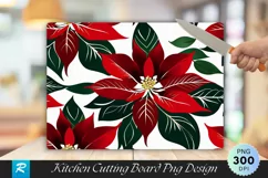 Rich Poinsettia Floral Christmas Cutting Board PNG Design Product Image 1