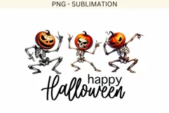 Happy Halloween Dancing Pumpkin Skeletons PNG, Funny Product Image 3