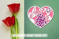 Floral Paper Cut Valentine Layered Heart SVG Product Image 1