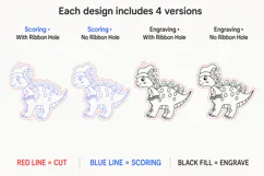 Christmas Dino Stegosaurus Ornament Laser Scoring Engraving Product Image 2