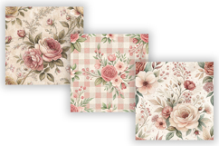 Romantic Toile Digital Paper Pack, Vintage Floral Toile Product Image 4