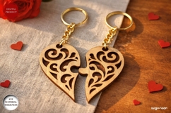 Valentine's Hearts Couple Keychains SVG | Laser Cut Product Image 1