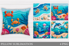 Sea Animals Pillow Design. Sea Animals Sublimation Product Image 1