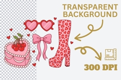 Coquette Valentine Sublimation PNG - Retro Heart Cake &amp; Leop Product Image 4