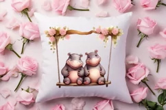 Valentine Animal On Swings Clipart, Valentine Animal Clipart Product Image 4