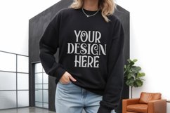 Black Gildan 18000 Sweatshirt Model Mockups, Sweatshirts Product Image 1