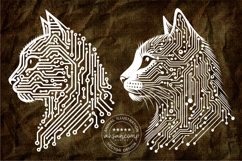 Cat Circuit Head Tech Line Art Animal Product Image 3