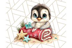 Christmas Penguins The Beach Clipart PNG, Tropical Holiday Product Image 4