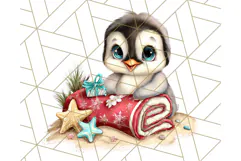 Christmas Penguins The Beach Clipart PNG, Tropical Holiday Product Image 4