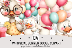 Whimsical Summer Goose Clipart Watercolor PNG Product Image 1