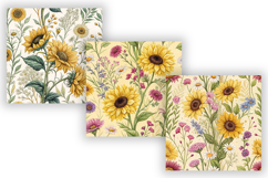 Sunflower &amp; Wildflowers Seamless Pattern, Bright Summer Product Image 5