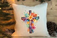 Christmas Cross Watercolor Clipart, Jesus Christ Clipart Product Image 4