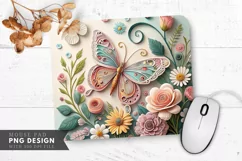Butterfly Blossom Quilling Art Mouse Pad PNG Design Product Image 1