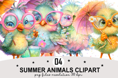 Summer Animals Clipart Watercolor PNG Product Image 1