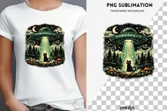 UFO black cat png design for T-shirt Product Image 4
