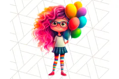 Cute Girl Clipart PNG, Playful Character Illustration Product Image 4