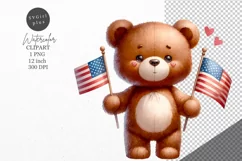 Patriotic clipart, Teddy bear clipart, Summer clipart Product Image 1