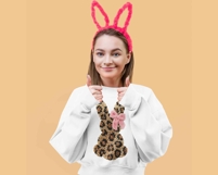 Preppy Easter Leopard Bunny PNG, Faux Yarn Easter Bunny Png Product Image 2