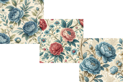 Blue Green Vintage Floral Pattern, Seamless Pattern Product Image 4