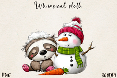 Whimsical Winter Sloths | Cute Cozy Sloth Clipart PNG Product Image 1