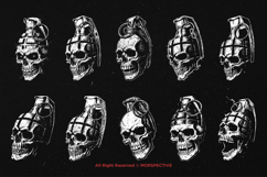 10 Bundle Dark Art Grenade Skull Bomb Explode War Weapon Product Image 6
