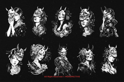 10 Bundle Dark Art Geisha Mask Girl Japanese Oriental Women Product Image 6