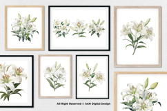 15 Bundle Watercolor White Lily Flower Wedding Minimalist Product Image 4