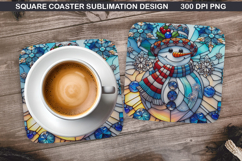 Snowman Coaster Sublimation, Christmas Coaster PNG Design Product Image 1