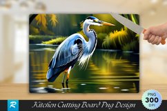 Gray Heron in the River Cutting Board Sublimation Design Product Image 1