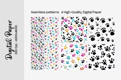 Dog Paw Digital Paper Seamless Scrapbook Paper Product Image 2