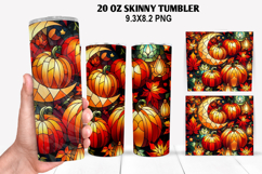 Pumpkins Skinny Tumbler 20oz Wrap Design, Halloween Tumbler Product Image 1