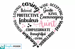 Aunt Heart Shape SVG | Mother's Day Heart SVG PNG Product Image 4