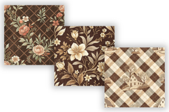 Chocolate Toile Digital Paper Pack, Vintage Floral Toile Product Image 4