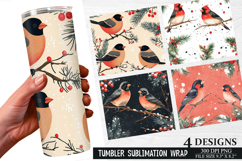 Bullfinch Bird Stock Tumble | Christmas Tumbler Wrap Design Product Image 1