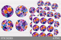 Flowers Sticker Design. Floral Sticker Printable Product Image 1