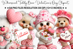 Whimsical Teddy Bear Valentine's Day Clipart Product Image 1