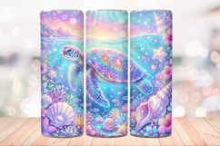 Neon Tropical Turtle 20 OZ Skinny Tumbler Sublimation PNG. Product Image 4