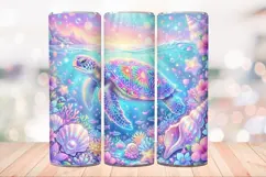 Neon Tropical Turtle 20 OZ Skinny Tumbler Sublimation PNG. Product Image 4
