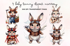 Baby Bunny Clipart Nursery PNG Product Image 1