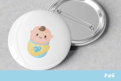 Watercolor Baby shower boy kawaii clipart baby born cartoon Product Image 4