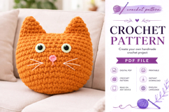 Chunky Cat Crochet Pillow Pattern PDF Product Image 3